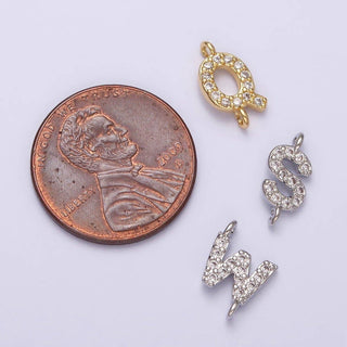 16K Micro CZ Initial Letter Sideway Loop Connector