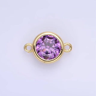 14K Gold Filled Birthstone CZ Round Bezel Connector