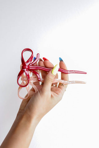 KAXI - BOW FRENCH PINS ( PACK OF 2 ): RED & PINK