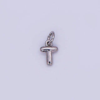 Micro White Gold Filled 10mm Initial Letter Bubble Charm in Silver