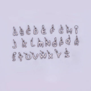 Micro White Gold Filled 10mm Initial Letter Bubble Charm in Silver