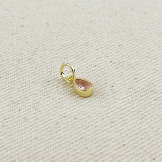 18k Gold Filled Birthstone Bezel Drop Charm : Garnet