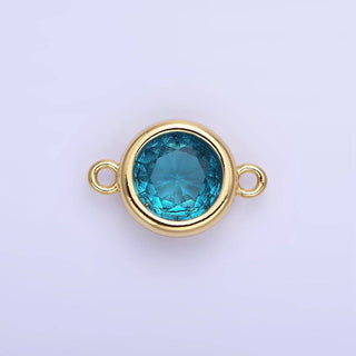 14K Gold Filled Birthstone CZ Round Bezel Connector