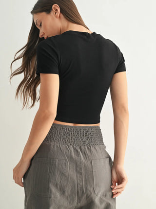 Essential Micro-Ribbed Athleisure Baby Tee