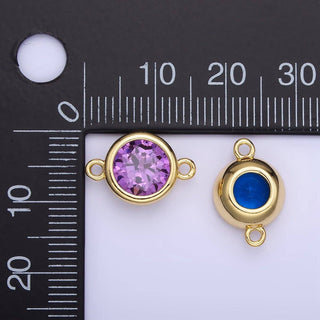 14K Gold Filled Birthstone CZ Round Bezel Connector