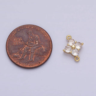 18K Gold Filled CZ Clover Flower Connector in Silver