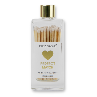 Chez Gagné - Perfect Match - Wedding/Bridal Glass Bottle Safety Matches - White