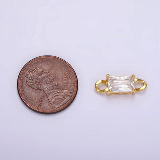 24K Gold Filled Clear CZ Baguette Connector