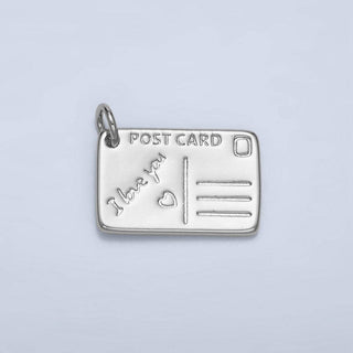 "I Love You" Script Post Card Charm in Silver