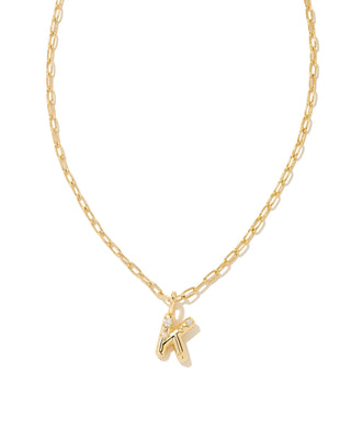 Crystal Letter Gold Short Pendant Necklace