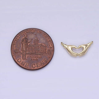 14K Heart Charm Hand Gesture Charm Connector