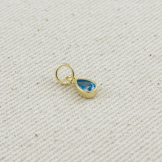 18k Gold Filled Birthstone Bezel Drop Charm : Garnet