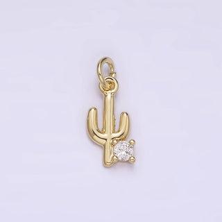 14K Gold Filled CZ Cactus Mini Charm