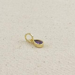 18k Gold Filled Birthstone Bezel Drop Charm : Garnet