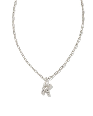 Crystal Letter Silver Short Pendant Necklace