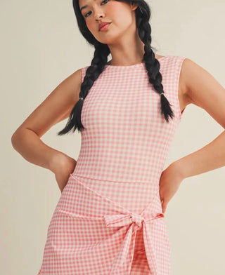Peaches and Cream Gingham Skort Set