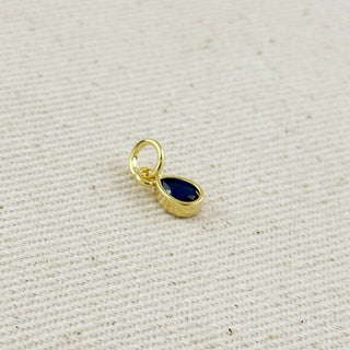 18k Gold Filled Birthstone Bezel Drop Charm : Garnet