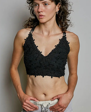 The Boho Black Crochet Halter Top