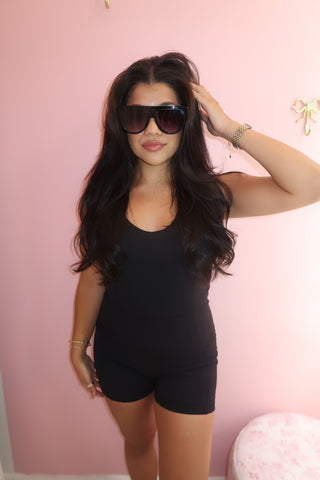 Mono B - Black Cross Back Short One-Piece