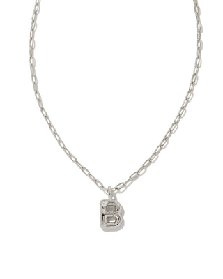 Crystal Letter Silver Short Pendant Necklace