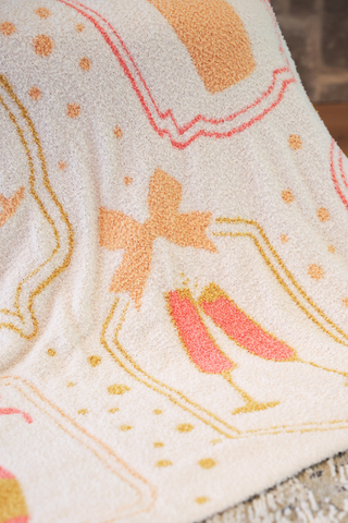 Bows & Bubbly Blanket: Cream/Pink / One Size