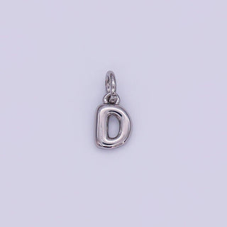 Micro White Gold Filled 10mm Initial Letter Bubble Charm in Silver