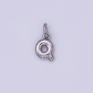 Micro White Gold Filled 10mm Initial Letter Bubble Charm in Silver