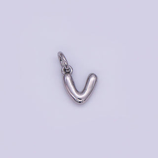 Micro White Gold Filled 10mm Initial Letter Bubble Charm in Silver