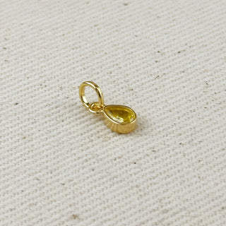 18k Gold Filled Birthstone Bezel Drop Charm : Garnet