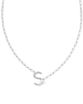 Pearl Silver Letter Short Pendant Necklace