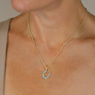 The Sis Kiss - Lucky Horseshoe Charm: Gold / Turquoise