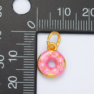 Pink Glazed Sprinkle Donut Dessert Enamel Charm