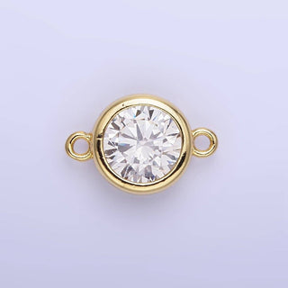 14K Gold Filled Birthstone CZ Round Bezel Connector