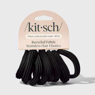 KITSCH - Recycled Seamless Hair Elastics 8pc Set - black
