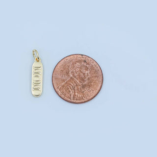 Gold "MOM" Script Tag Mini Charm