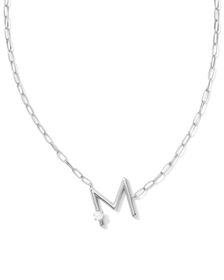 Pearl Silver Letter Short Pendant Necklace