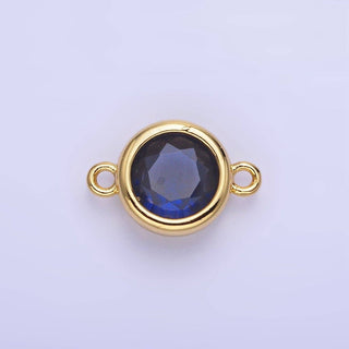 14K Gold Filled Birthstone CZ Round Bezel Connector