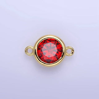14K Gold Filled Birthstone CZ Round Bezel Connector