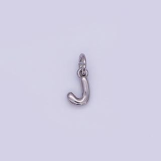 Micro White Gold Filled 10mm Initial Letter Bubble Charm in Silver