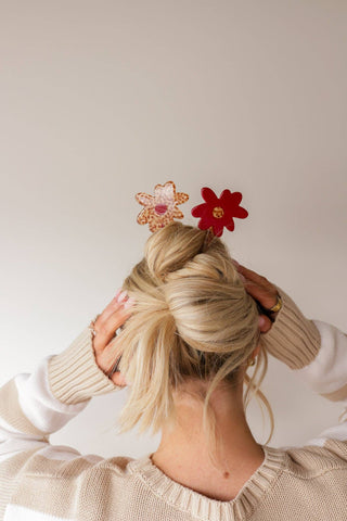 KAXI - FLOWER FRENCH PINS: RED & LEAPORD
