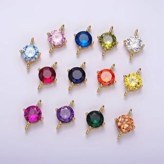 10mm Round CZ Birthstone Connector