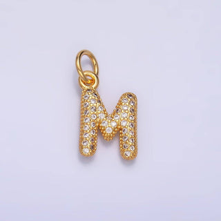 24K Gold Filled CZ Chubby Bubble Balloon Initial Letter Pendant