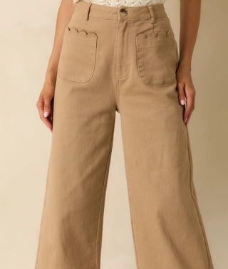 The Olivia Scalloped Pocket Straight Leg Pants
