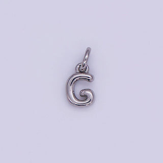 Micro White Gold Filled 10mm Initial Letter Bubble Charm in Silver