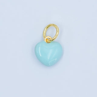 24K Gold Filled Blue, Pink Enamel Heart Charm