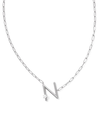 Pearl Silver Letter Short Pendant Necklace