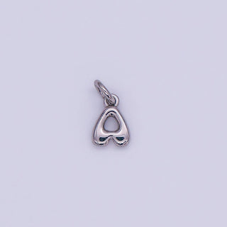 Micro White Gold Filled 10mm Initial Letter Bubble Charm in Silver