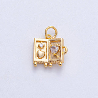 18K Gold Filled Clear CZ Heart Suitcase Luggage Travel Charm
