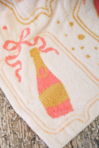 Bows & Bubbly Blanket: Cream/Pink / One Size
