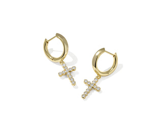 Cross Crystal Huggie Earrings